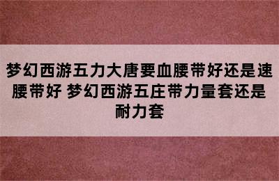 梦幻西游五力大唐要血腰带好还是速腰带好 梦幻西游五庄带力量套还是耐力套